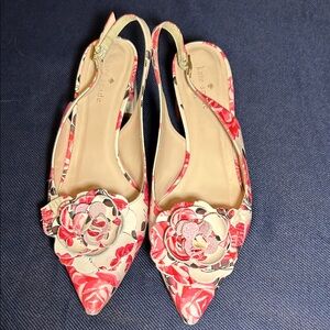 Kate Spade Pink Floral Slingback Heels